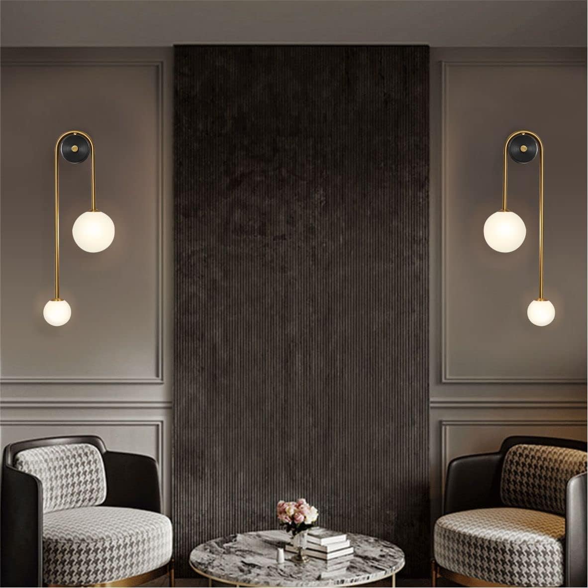 Globe Glass Wall Sconce 2-Light Modern Brushed Brass