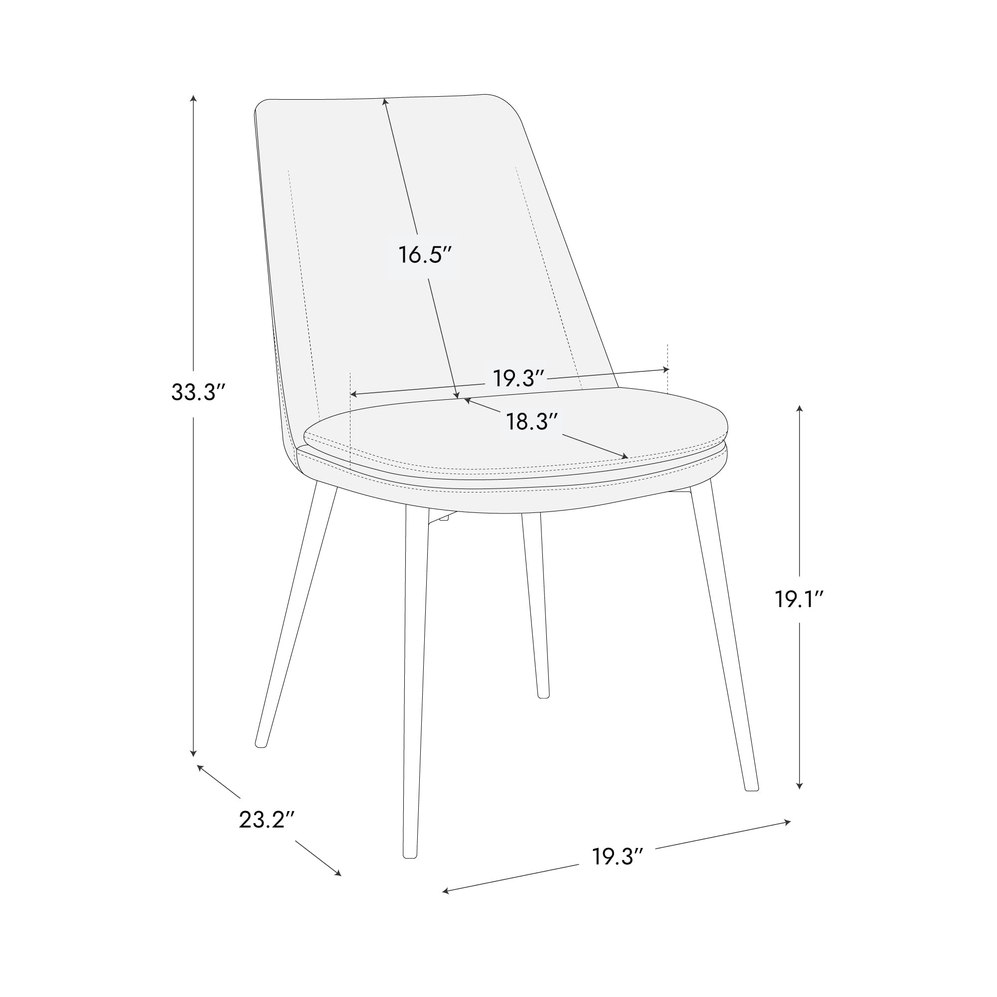 Mid-Century Padded Dining Chair Set of 2