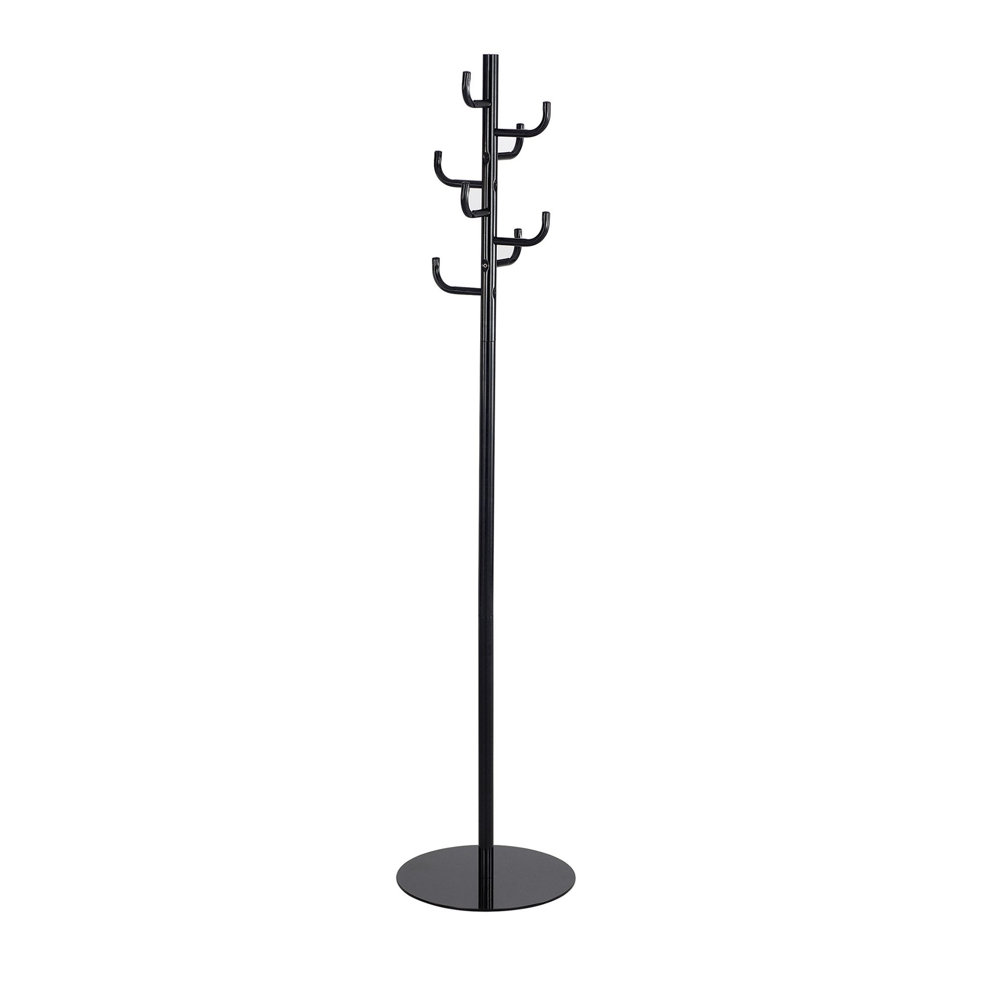 Freestanding Coat Rack with 8 Rounded Edge Hooks - Black