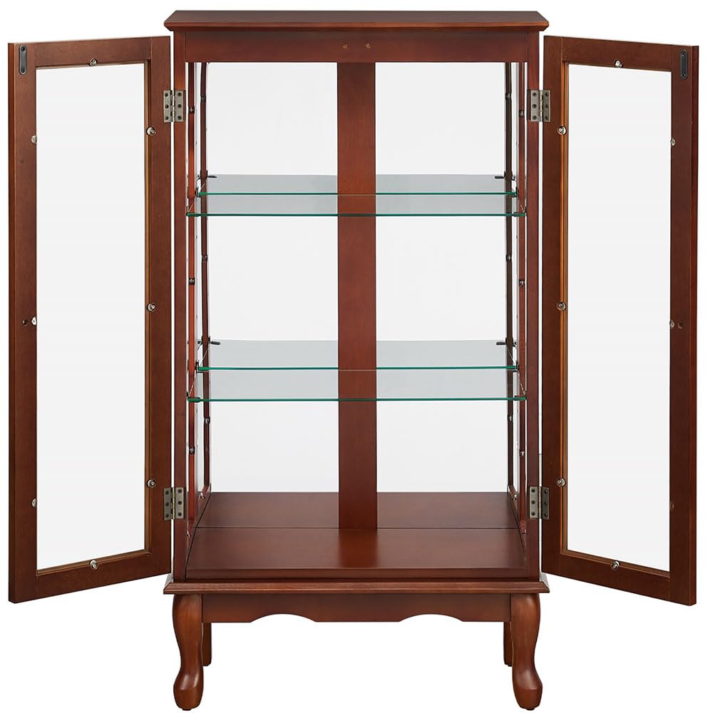 Curio Cabinet with Glass Doors and Adjustable Shelves
