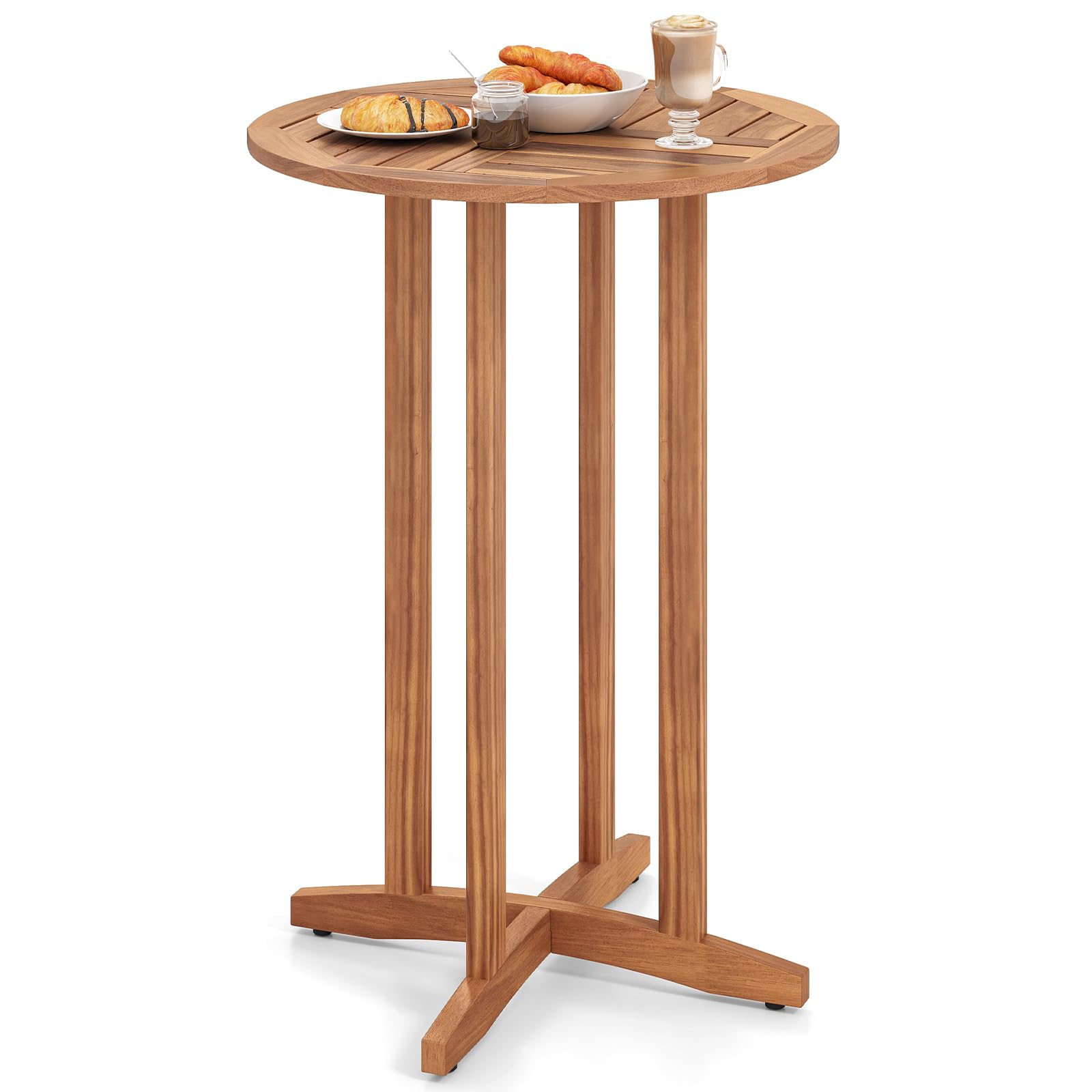 Outdoor Acacia Wood Bar Table 39" Round