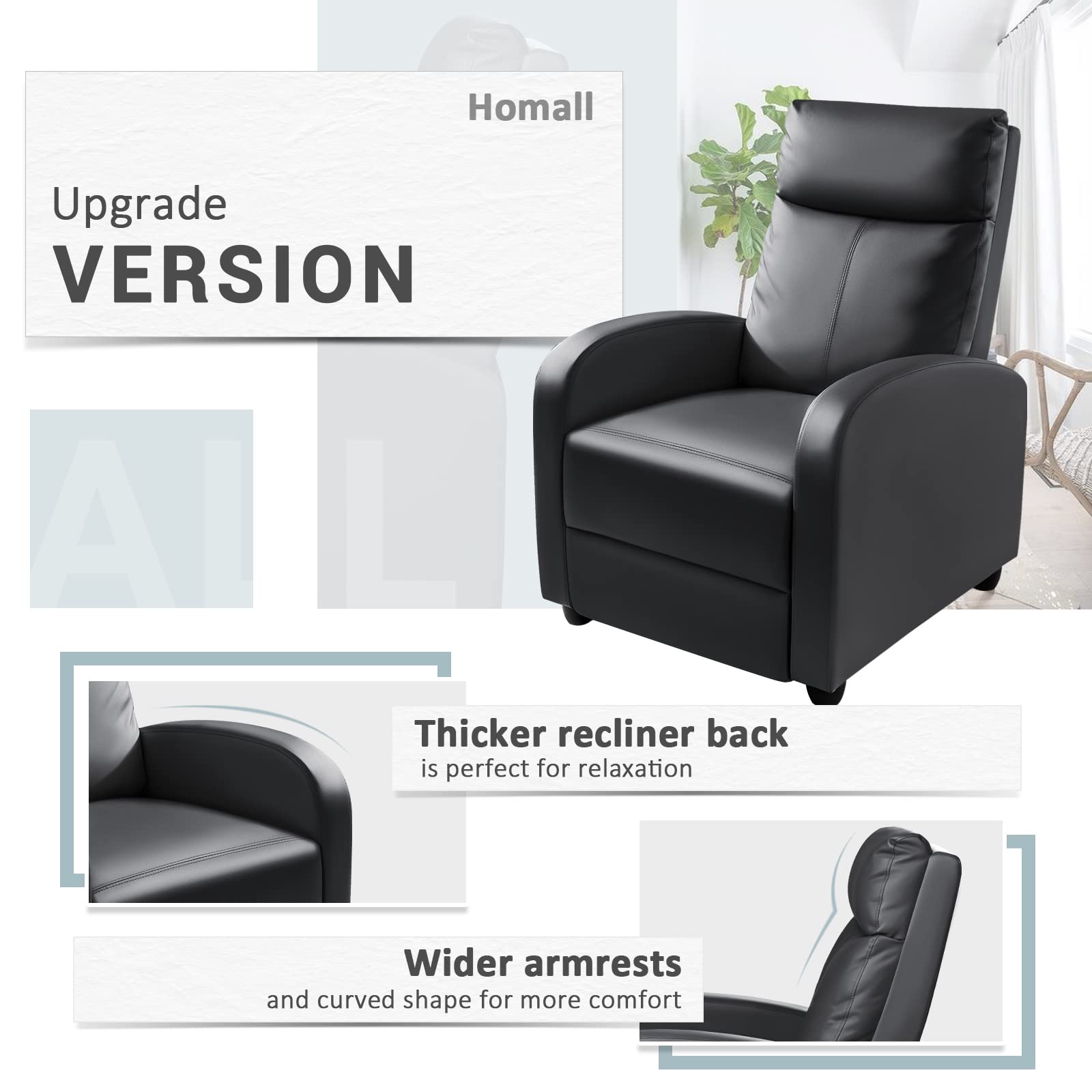 Modern Recliner Chair with Adjustable Backrest and Footrest