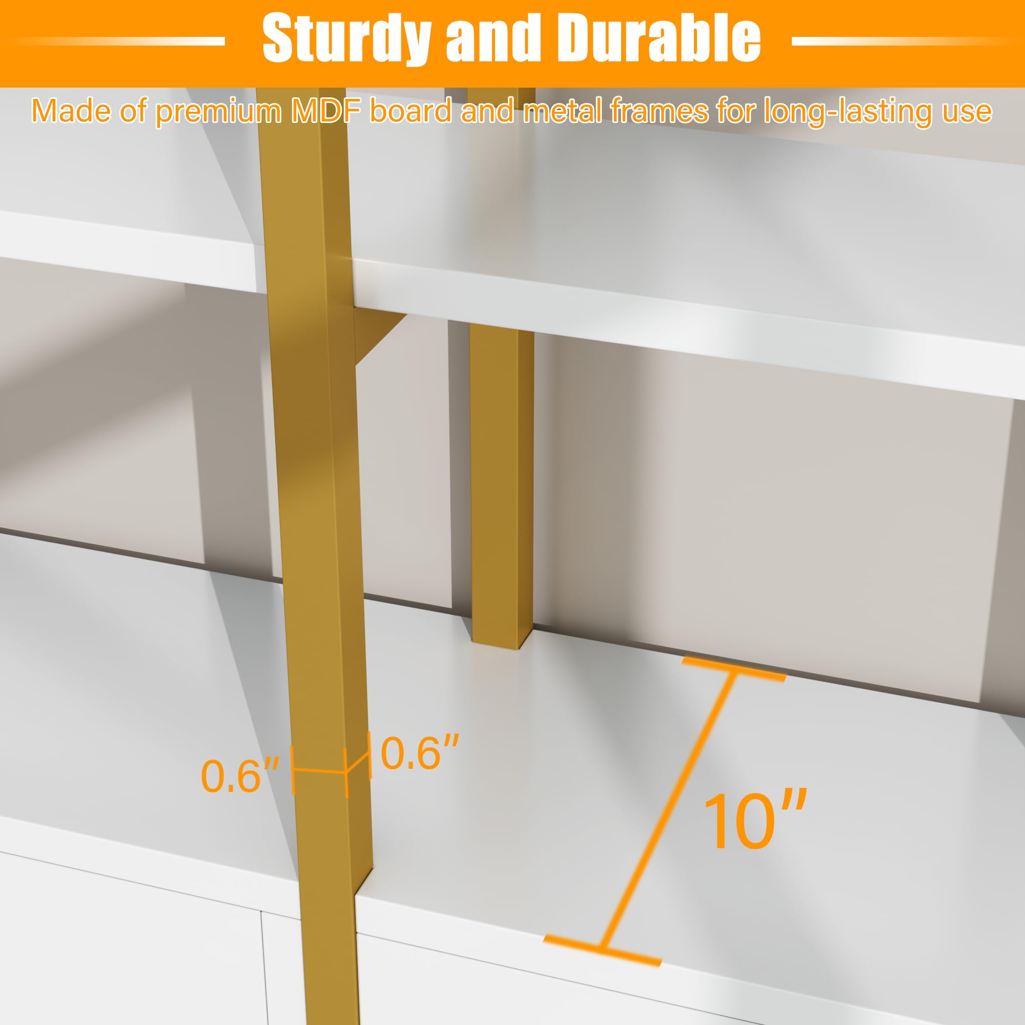 Arched Bookshelf with Cabinets 5 Tier