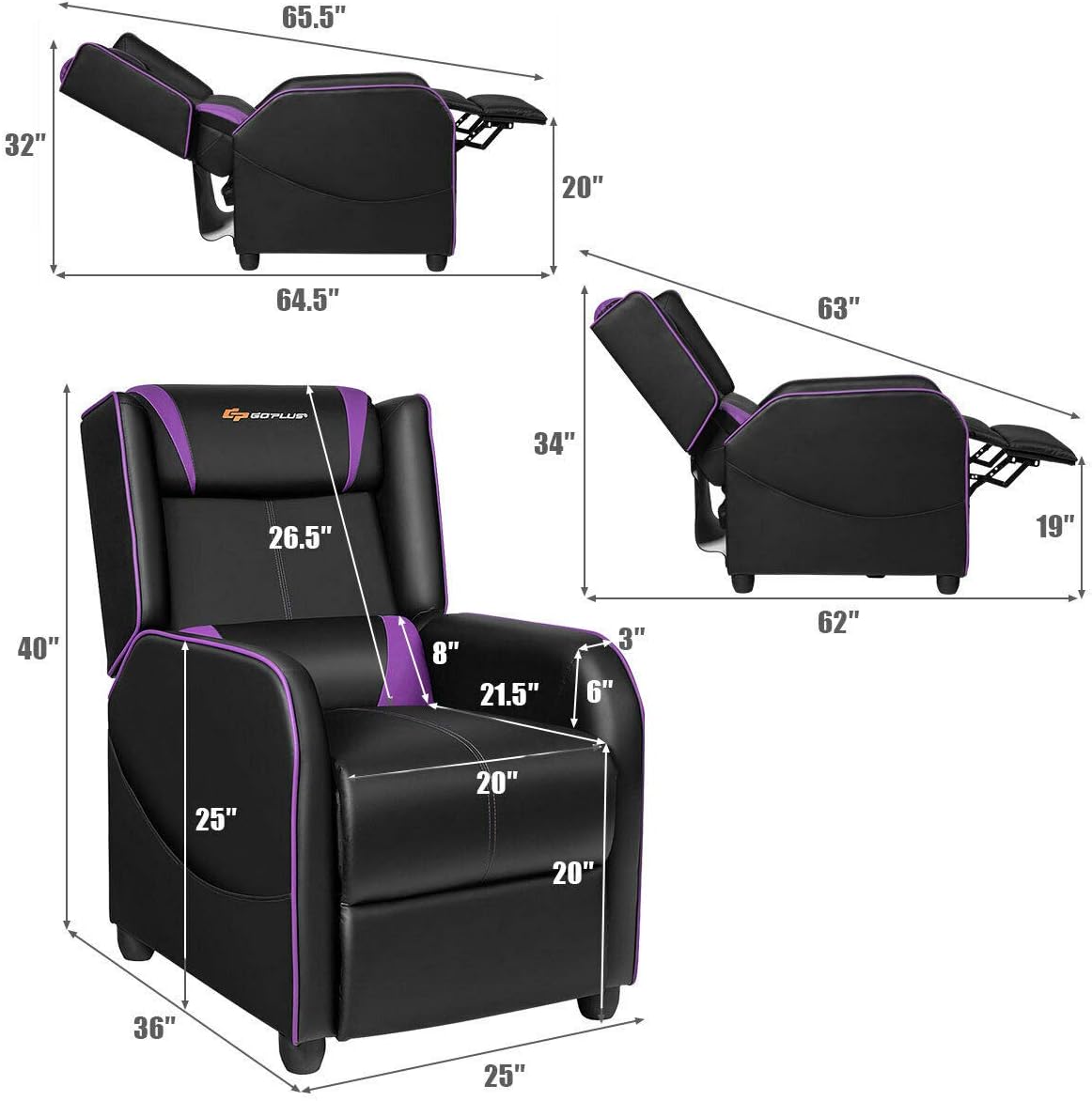 Adjustable Gaming Recliner with Massage