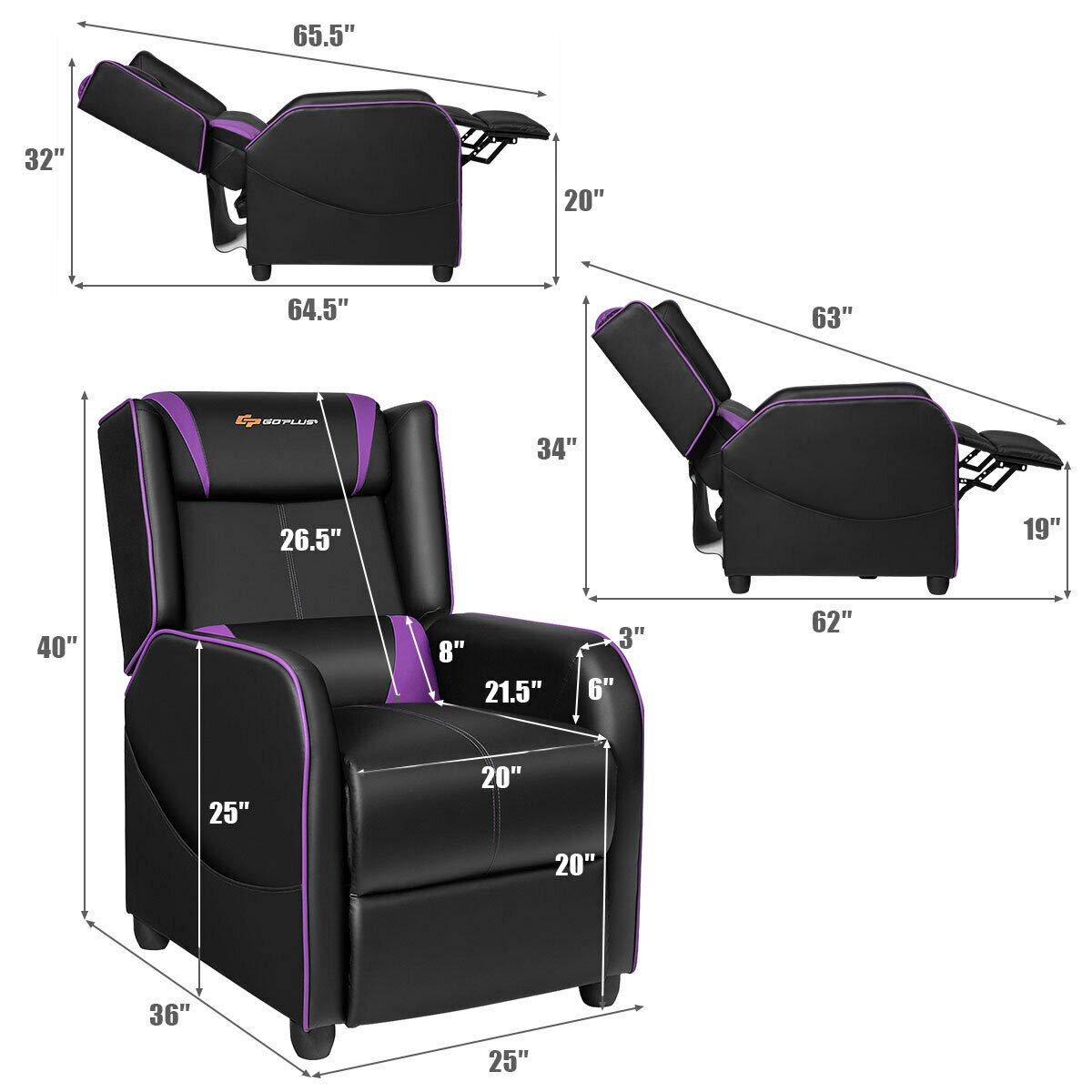Adjustable Gaming Recliner with Massage