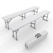 Portable Folding Bench 6 Foot 2 Pack White HDPE
