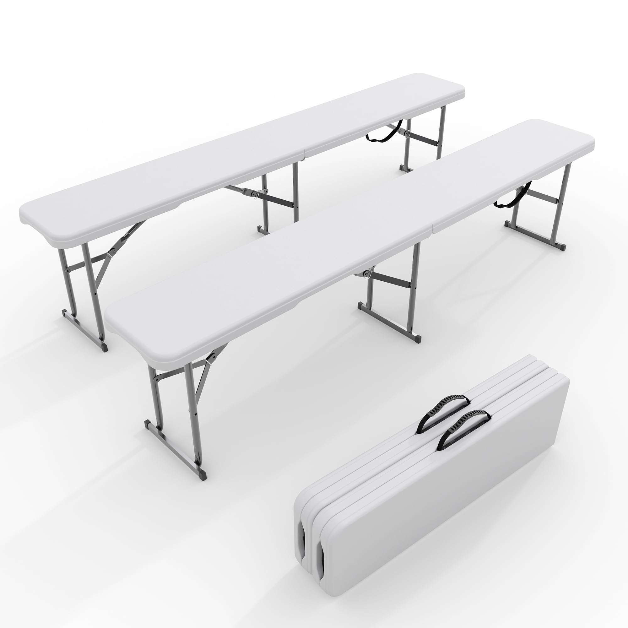 Portable Folding Bench 6 Foot 2 Pack White HDPE