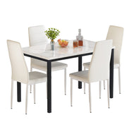 5 Pieces Dining Table Set with Faux Marble Top and 4 Upholstered Chairs