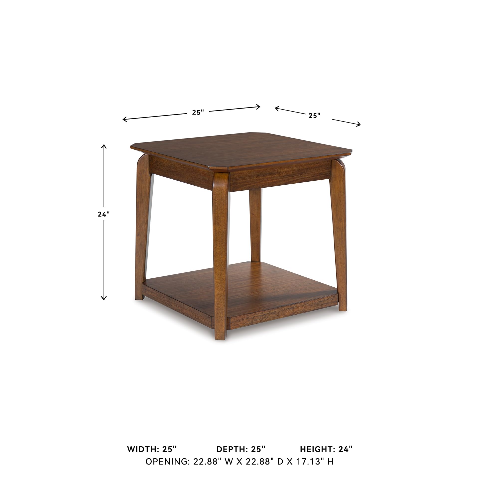 Mid-Century Modern End Table with Lower Shelf