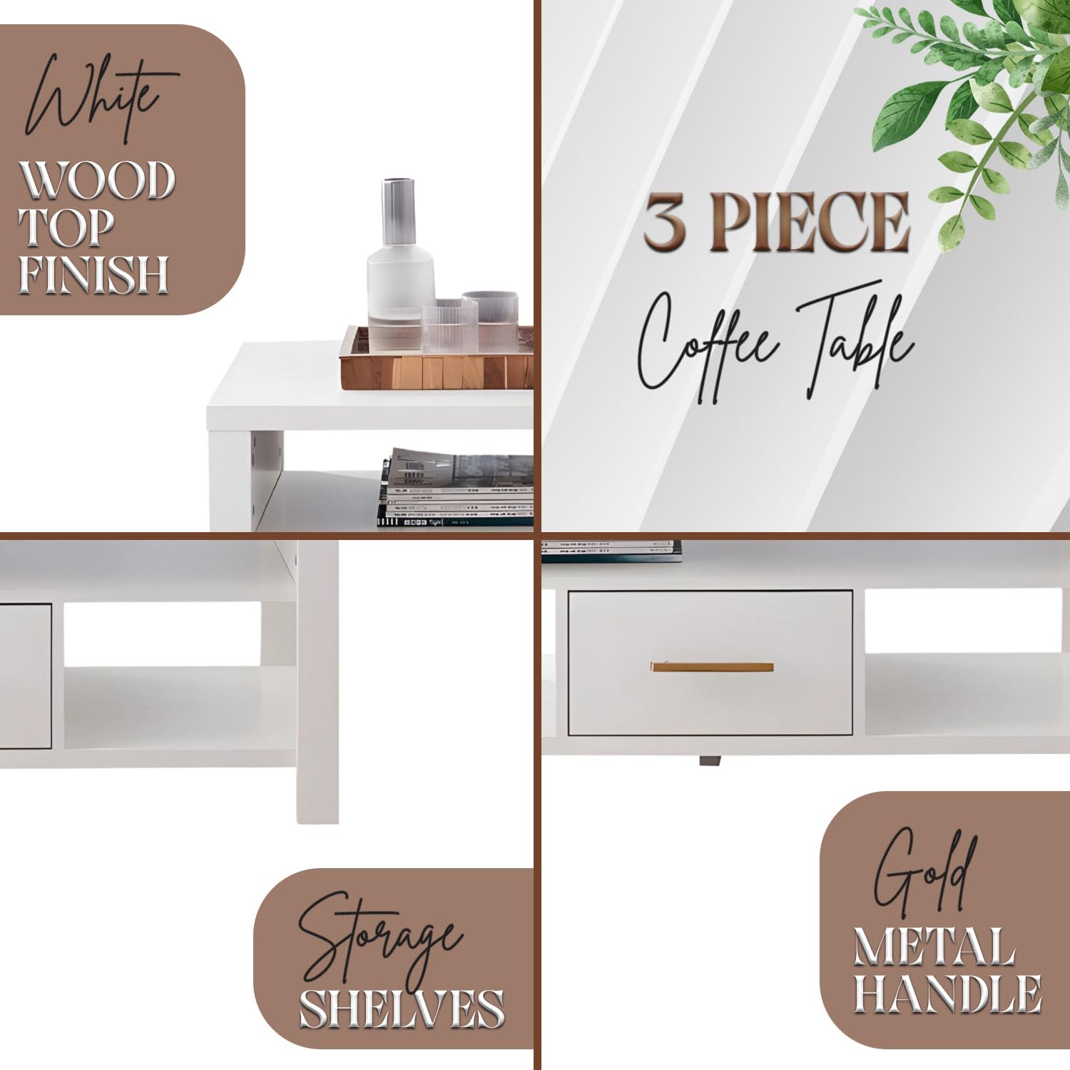 Sendero 3-Piece Occasional Table Set - White