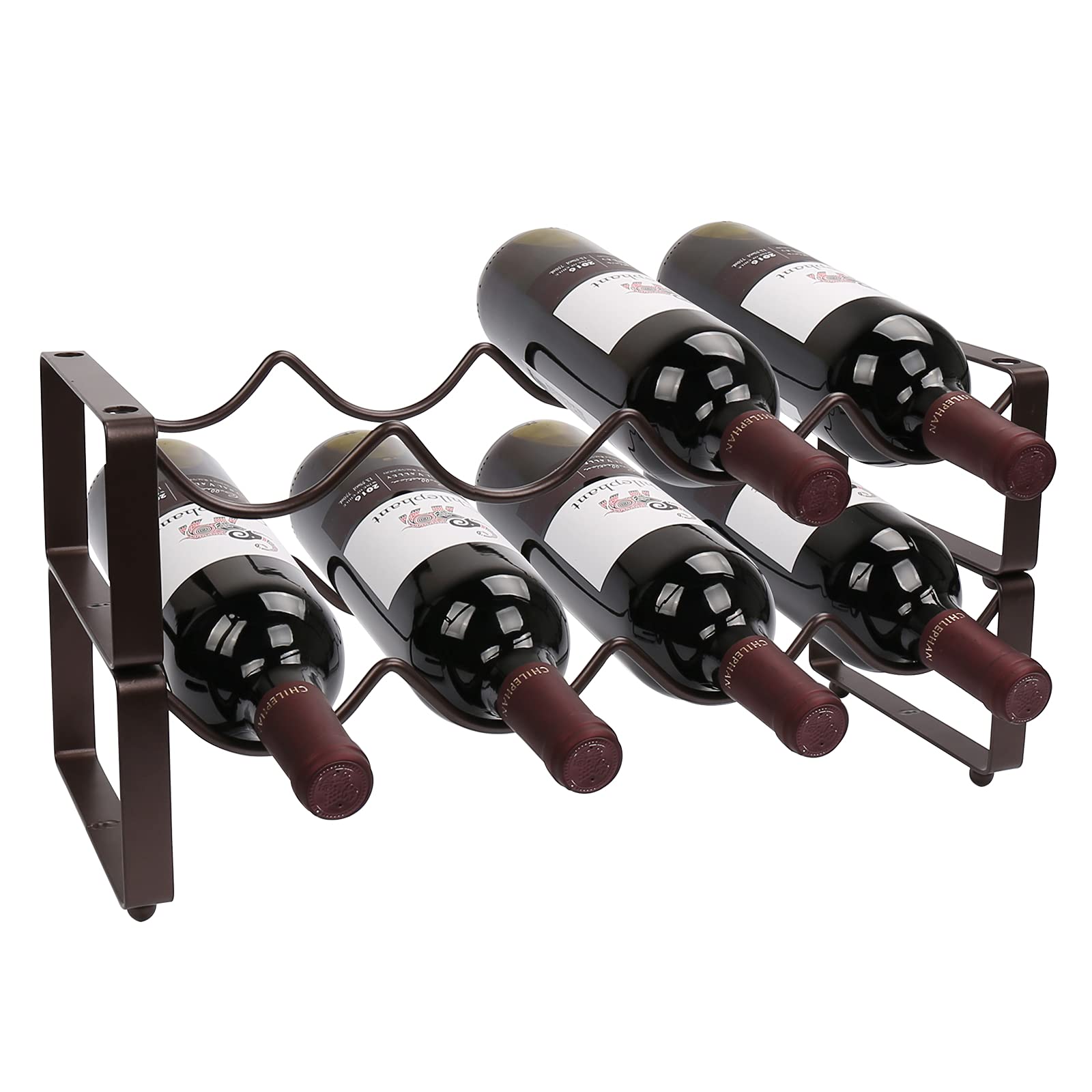 2 Tier Stackable Wine Rack - 8 Bottle Countertop Storage