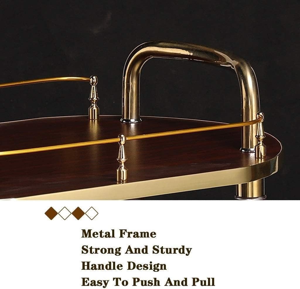 Bar Serving Cart with Wheels - Fully Assembled Liquor Trolley