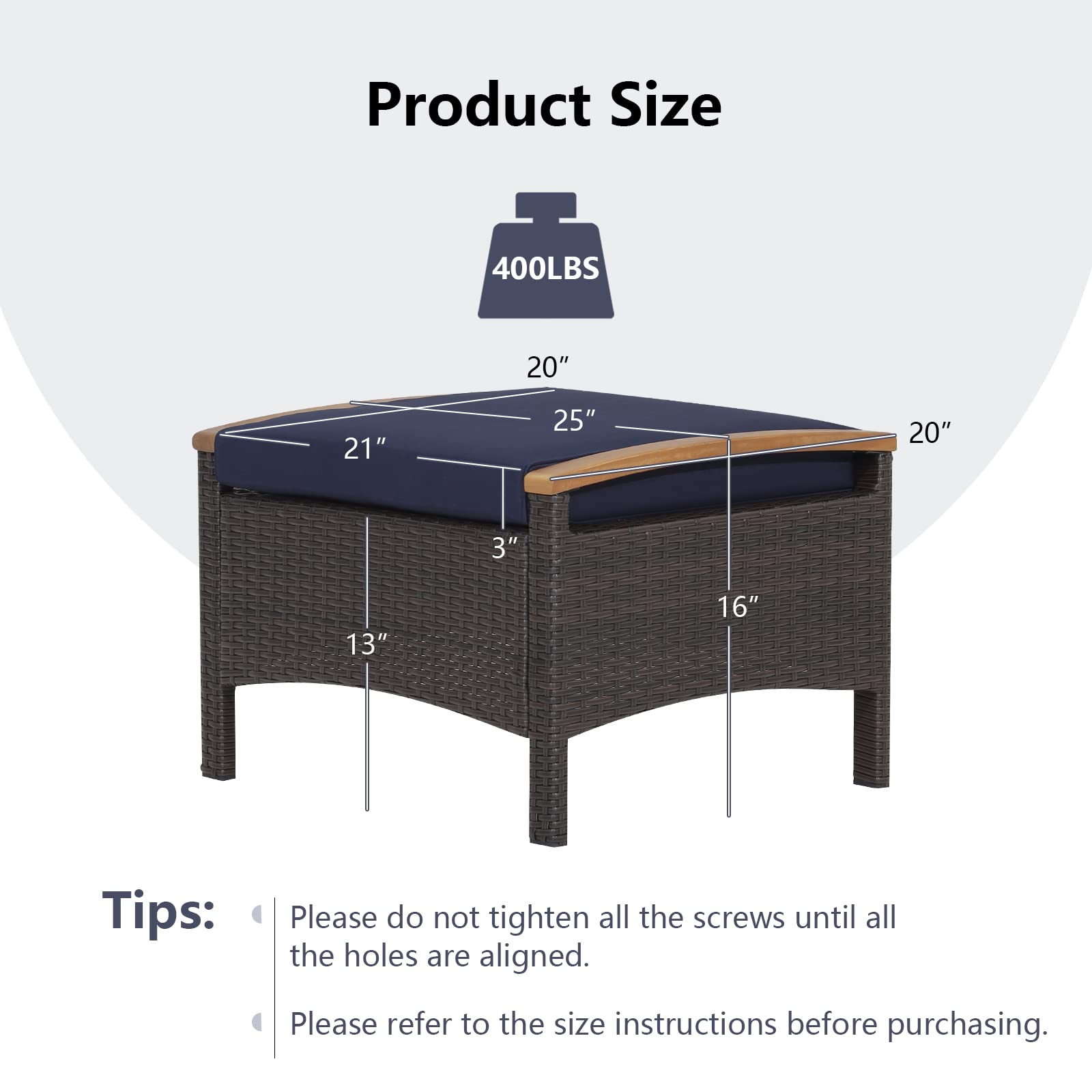 Outdoor Wicker Ottomans with Cushions