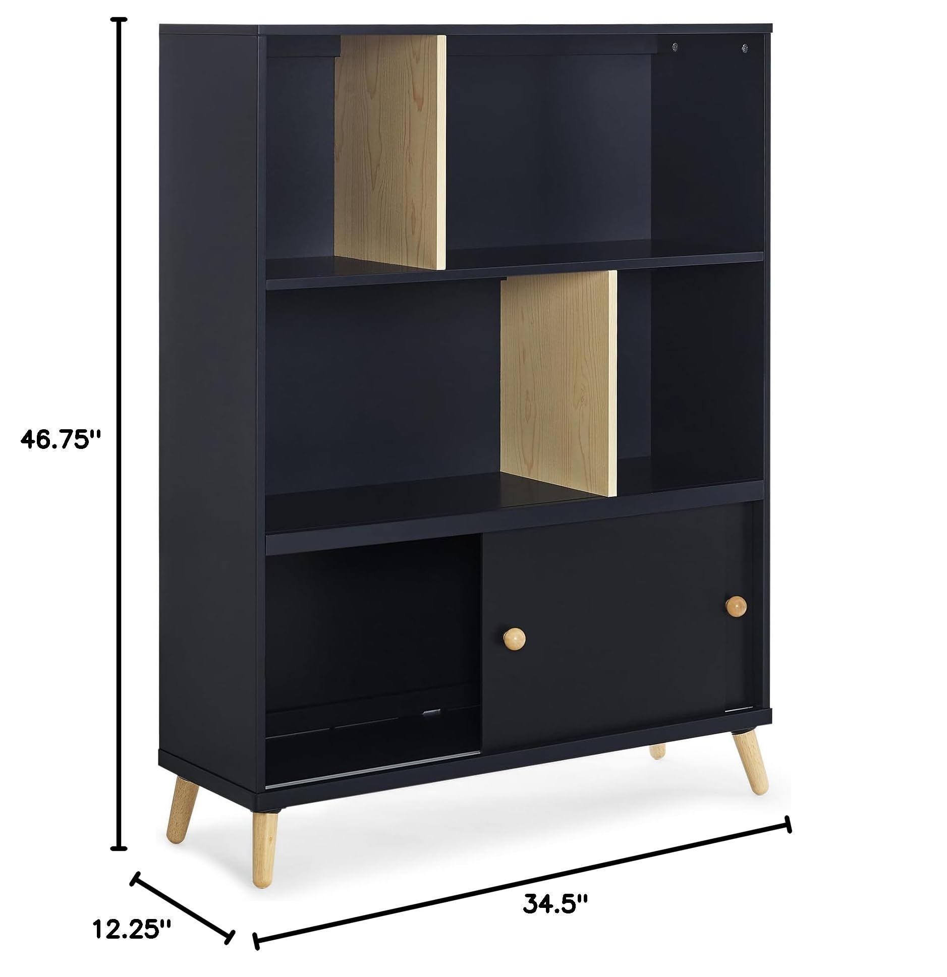 Kids Bookcase with Sliding Door Storage