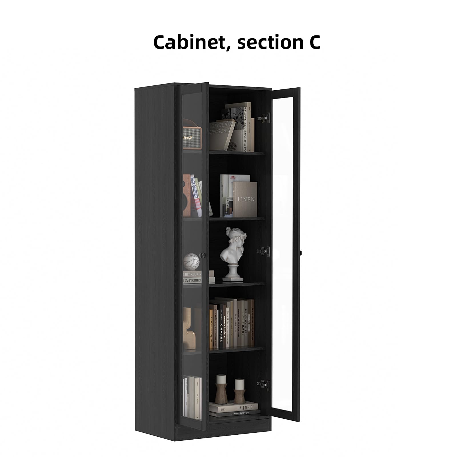 Modular Storage Cabinet System with Glass Doors and Drawers