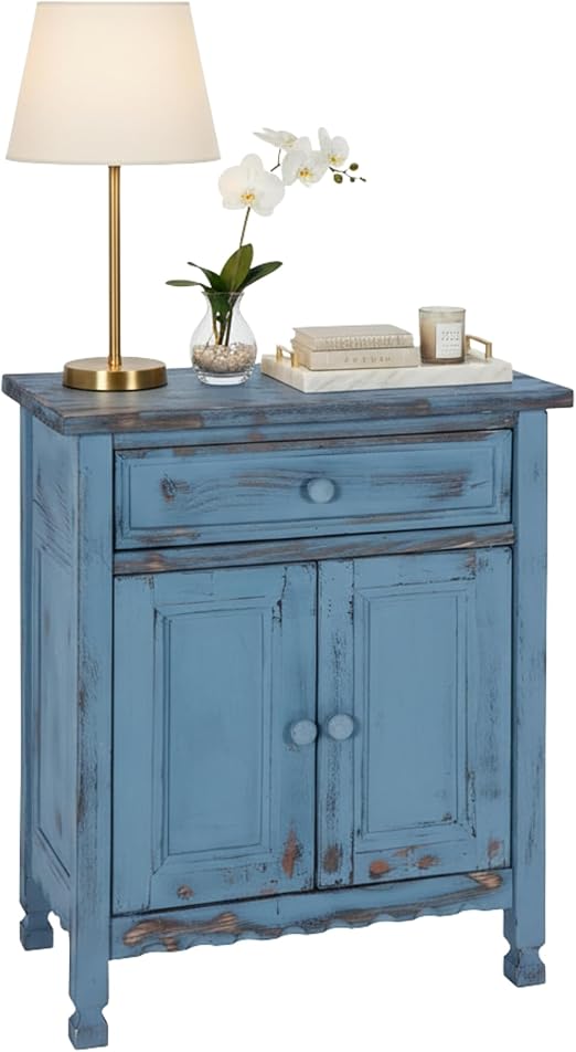 Country Cottage Accent Cabinet with Drawer and Adjustable Shelf