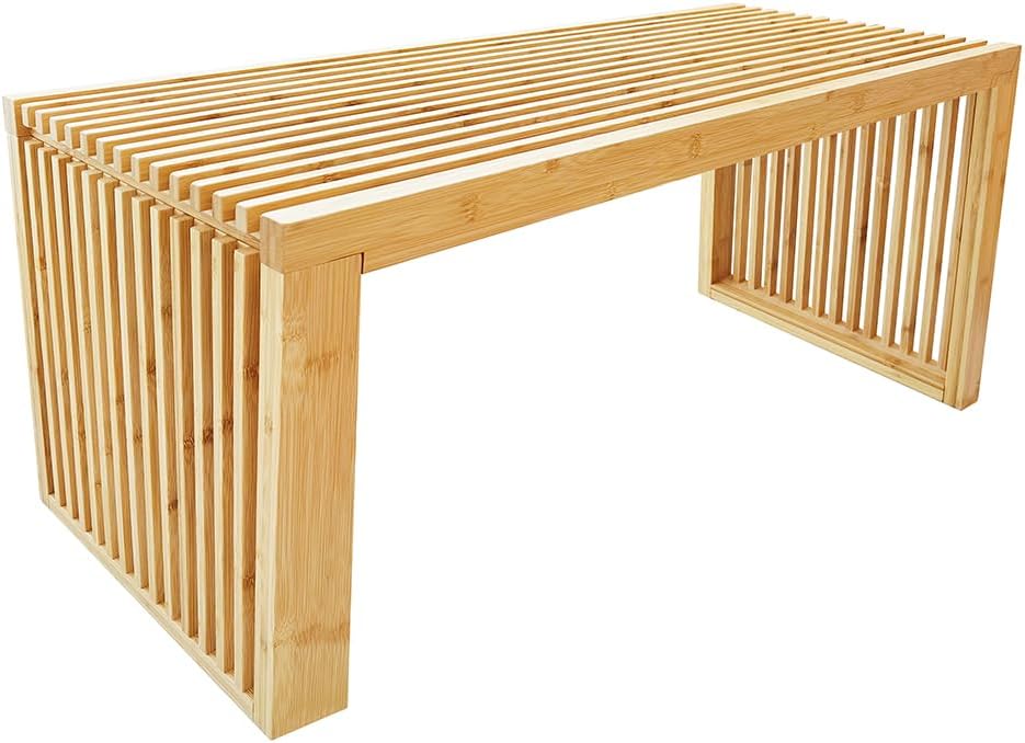 Wooden Slatted Bench Natural Finish