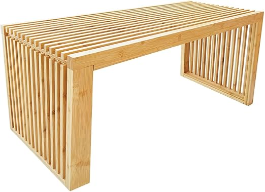 Wooden Slatted Bench Black Modern Design