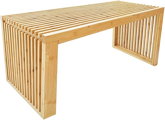 Wooden Slatted Bench Natural Finish