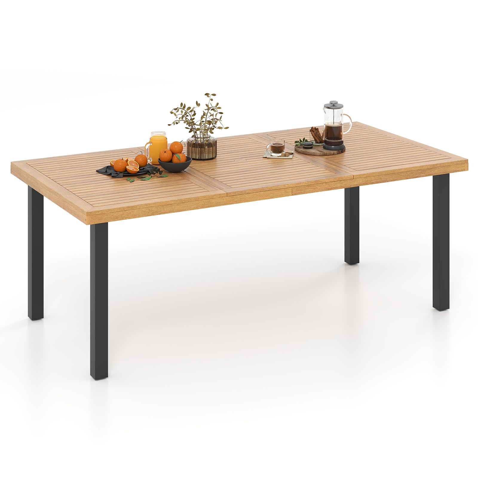 8-Person Acacia Wood Outdoor Dining Table