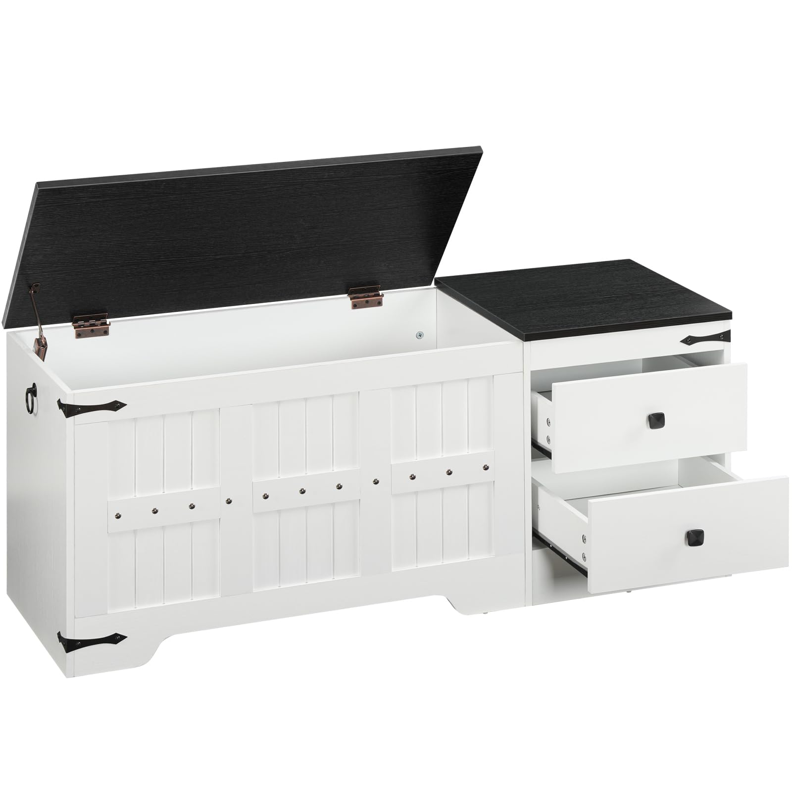 Storage Bench with Dual Drawers and Safe Hinge