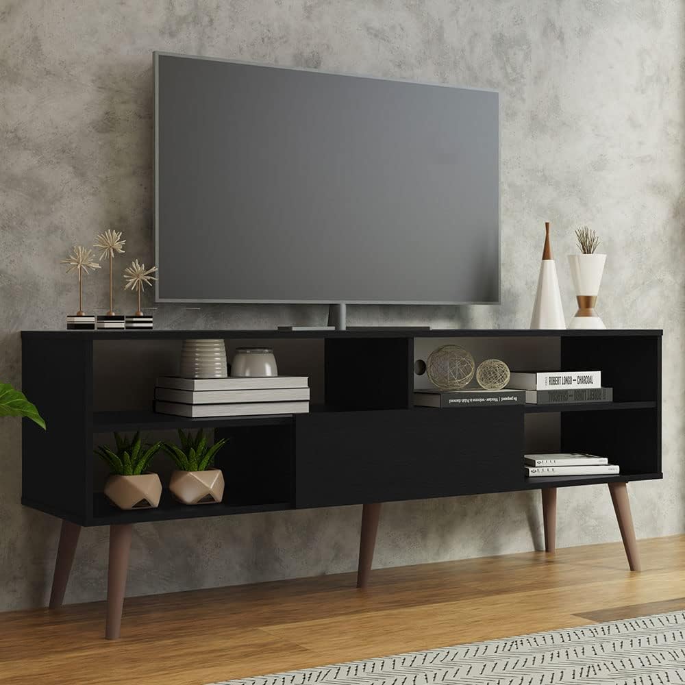 Modern TV Stand with Storage and Cable Management