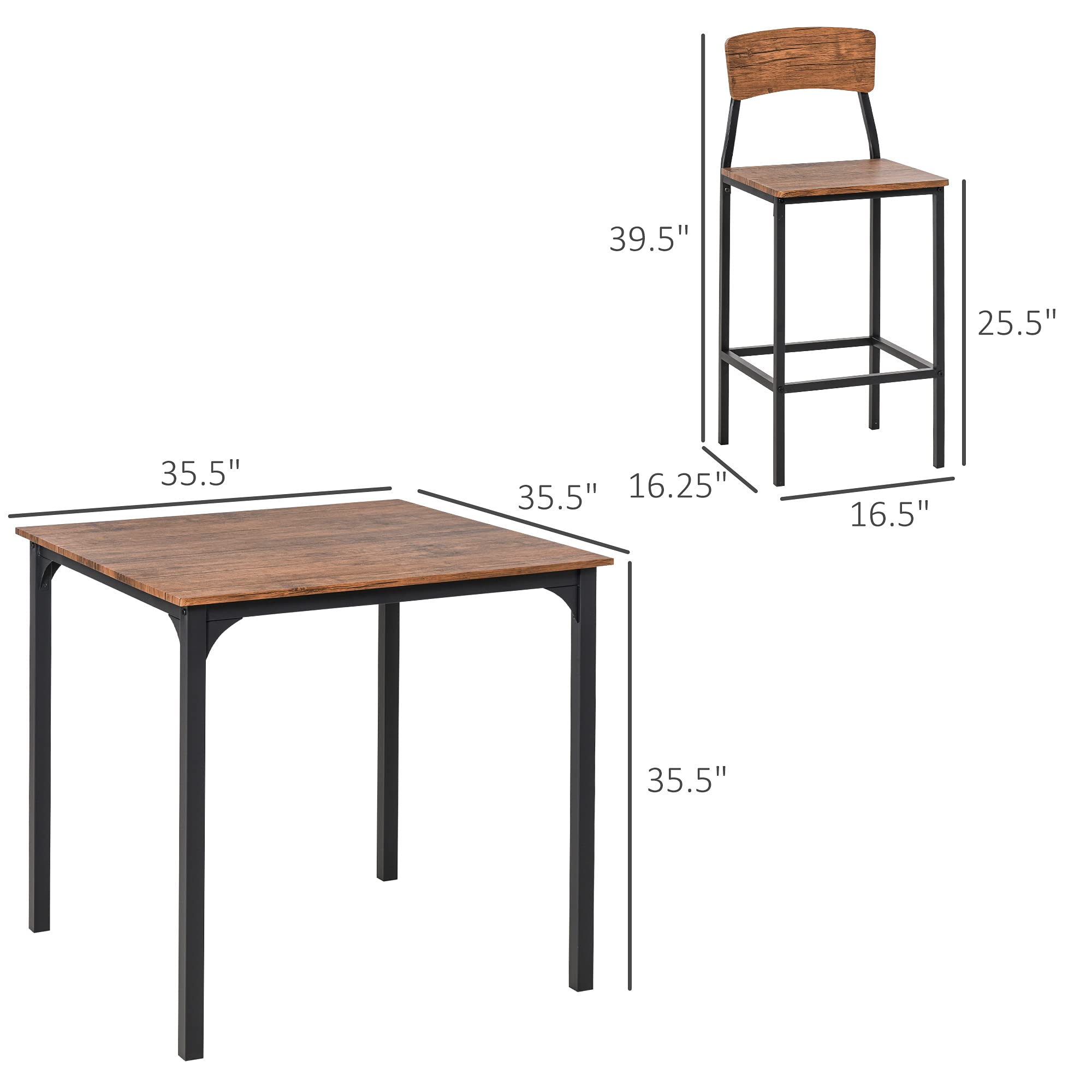 5-Piece Counter Height Dining Table Set with Footrest