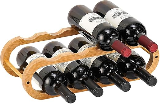 Wine Rack and Water Bottle Organizer 2-in-1 Acacia Wood 2-Tier