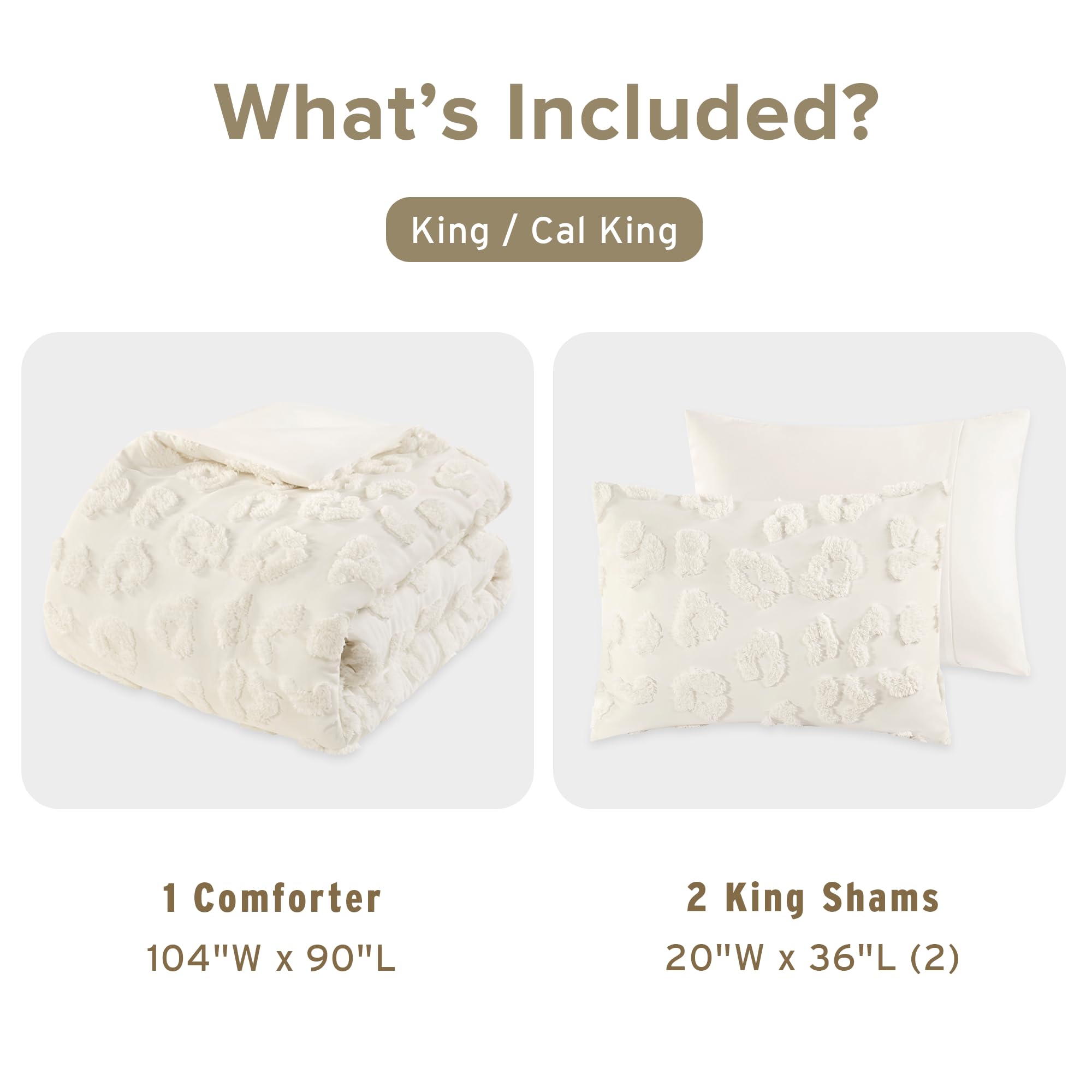 King Chenille Tufted Animal Print Comforter Set
