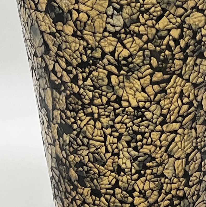 24 Inch Mosaic Floor Vase - Terracotta Cylinder with Gold and Black Glass