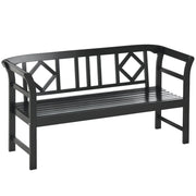 3-Person Wooden Outdoor Bench with Diamond Pattern