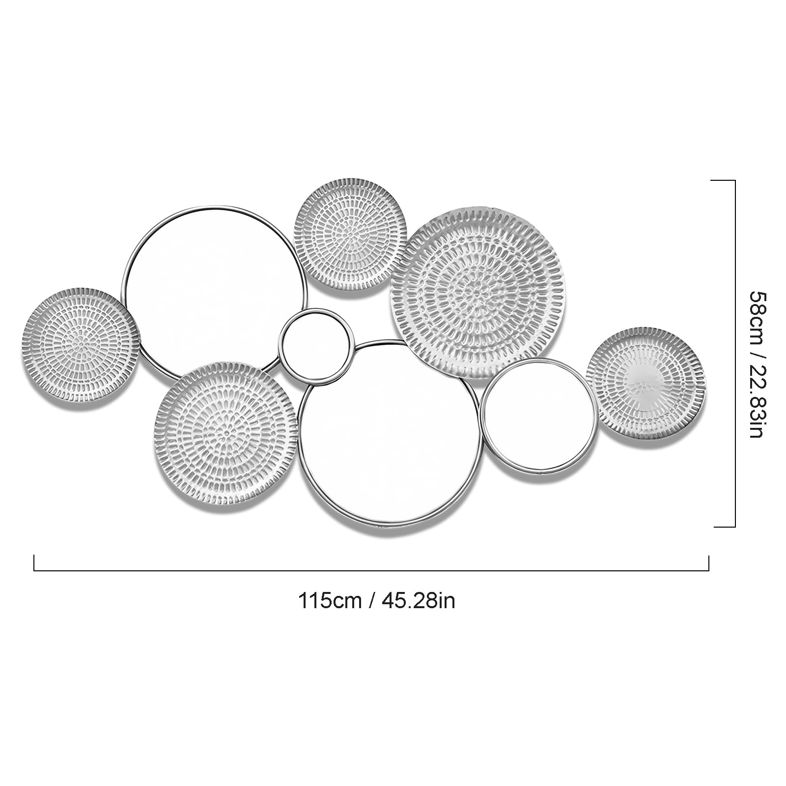 Silver Wall Mirror Decorative Large Modern 45x23 Inch