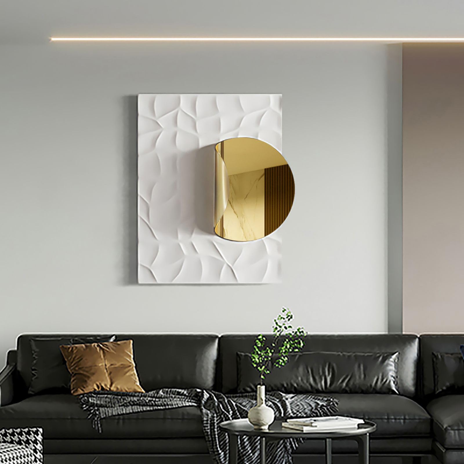 Large Modern Metal Wall Art 3D Geometric Gold Abstract Rectangle Wall Sculpture