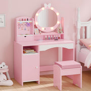 Kids Vanity Table with Mirror and Lights