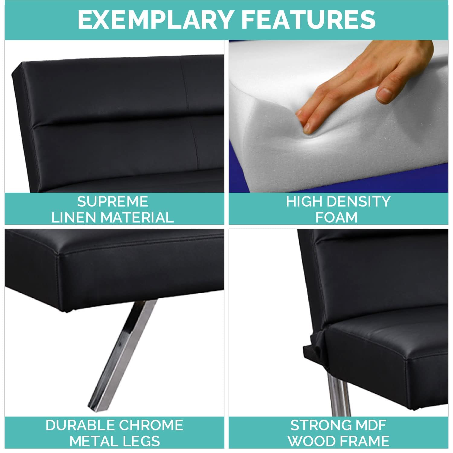 3-in-1 Convertible Futon Sofa Bed