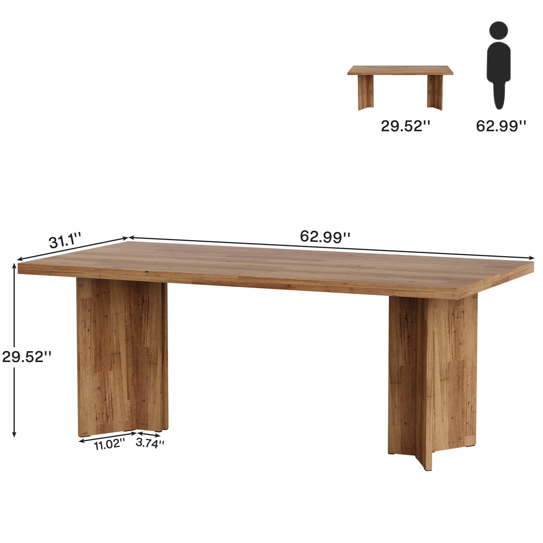 63-Inch Executive Desk with Large Tabletop
