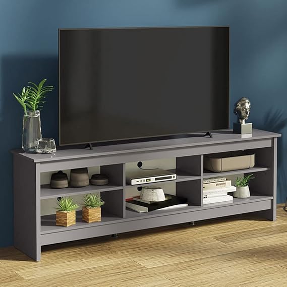 TV Stand with 6 Shelves and Cable Management