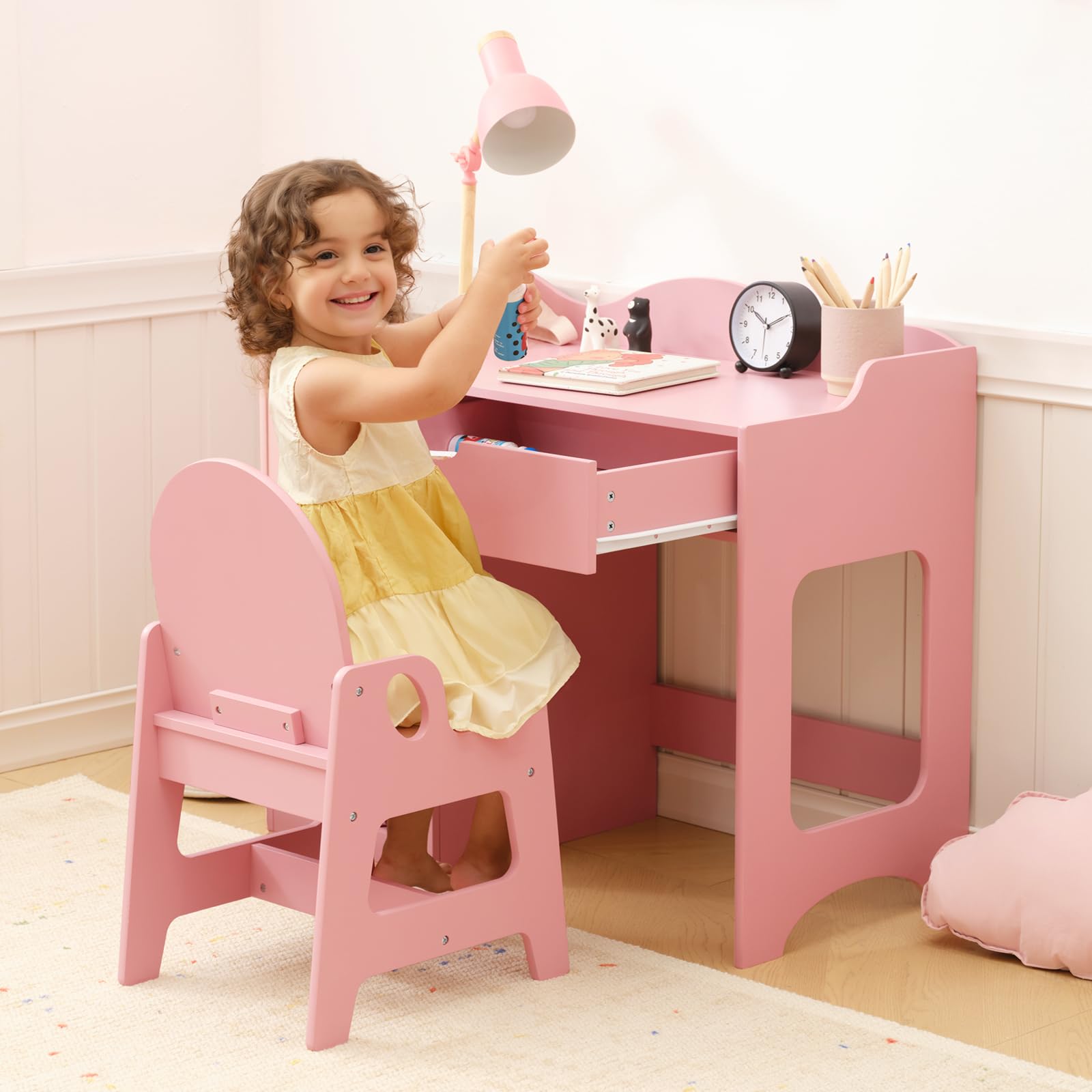 Kids Study Table and Chair Set with Storage