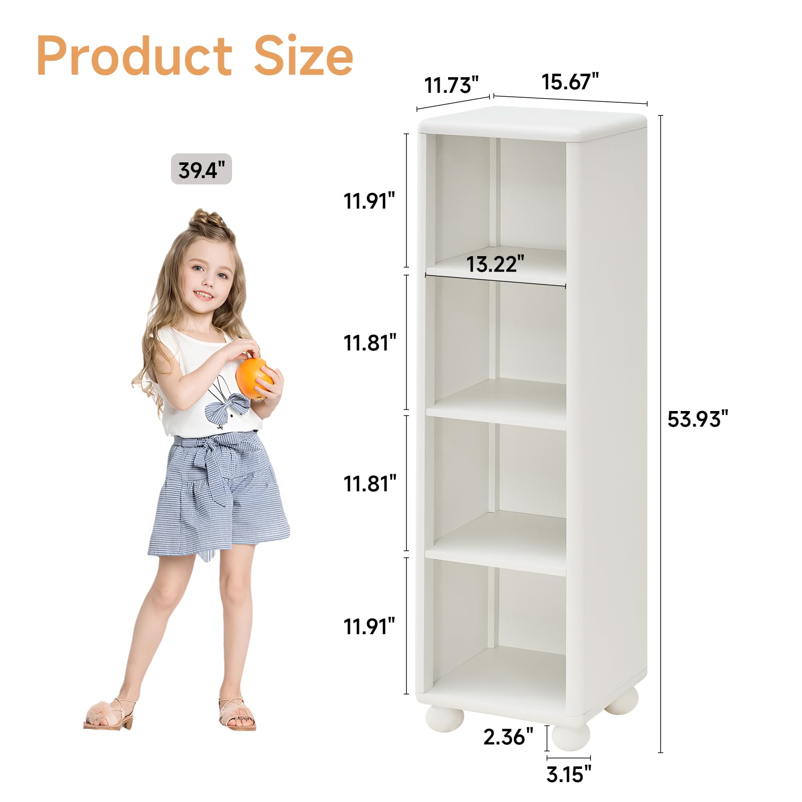 4-Tier Tall Bookshelf with Sphere Foot