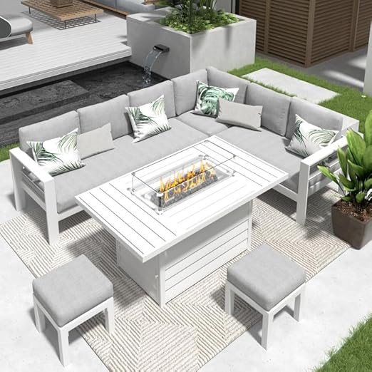 Aluminum Patio Sectional Sofa Set with Coffee Table
