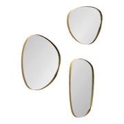 Modern Irregular Metal Wall Mirror Set - 3 Piece Gold Asymmetric Mirrors