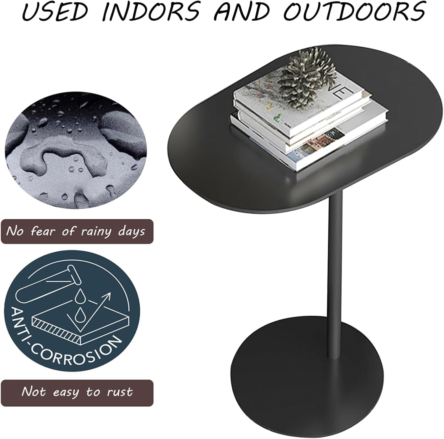 C-Shaped Metal Side Table