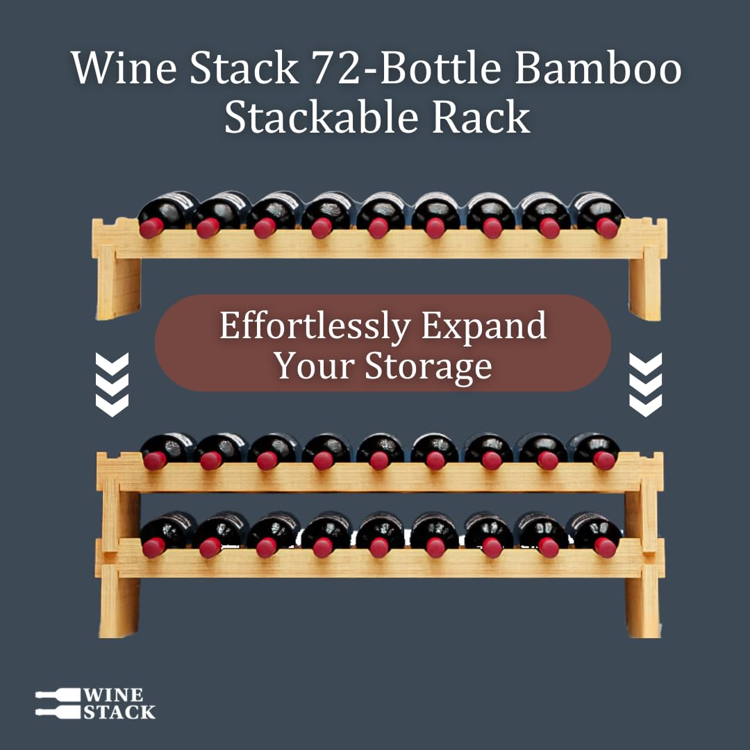 72 Bottle Bamboo Stackable Freestanding Wine Rack