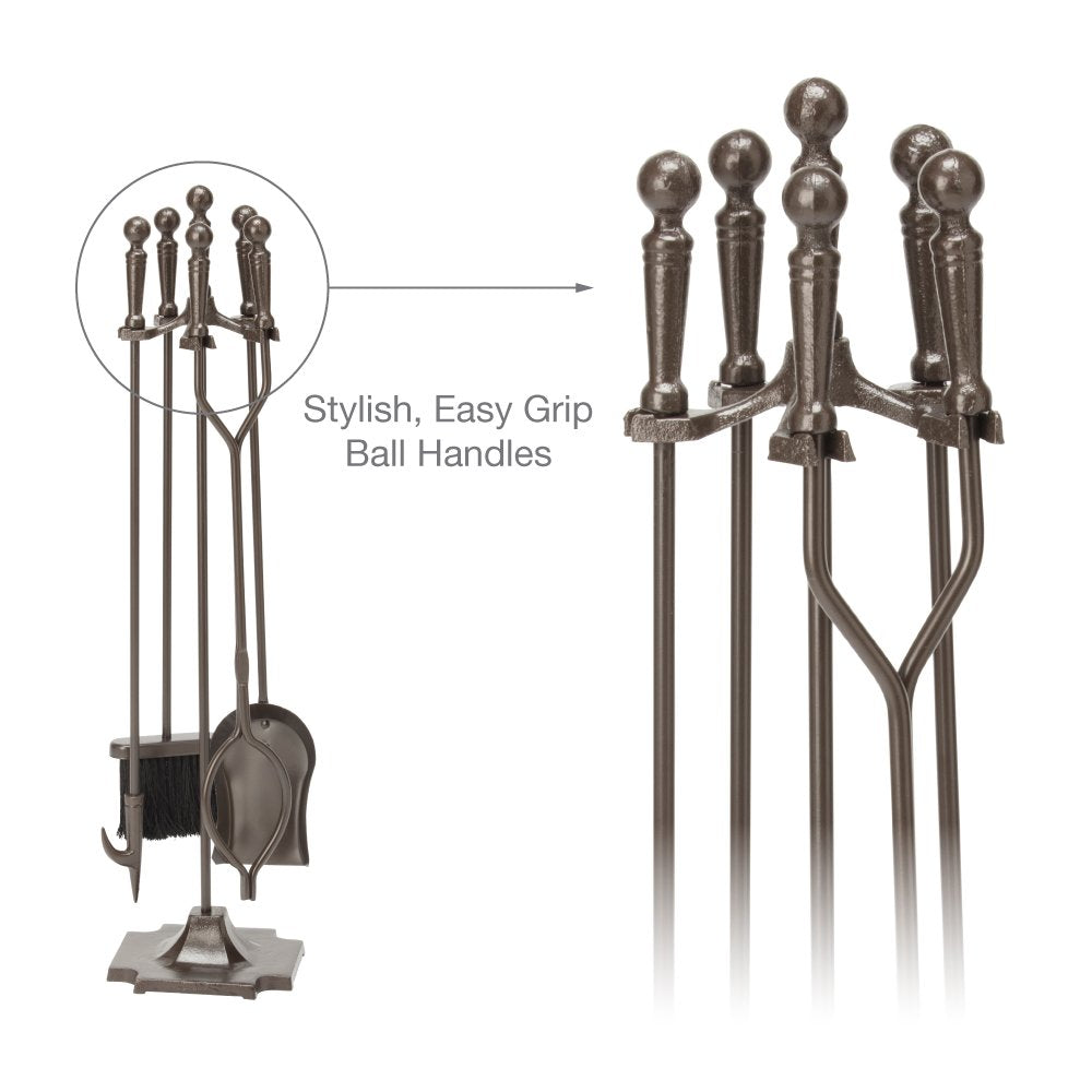 5-Piece Bronze Fireplace Tool Set