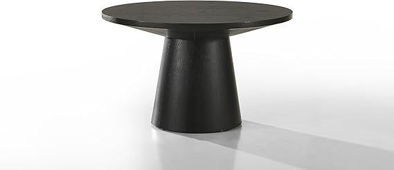 Round Black Wood End Table