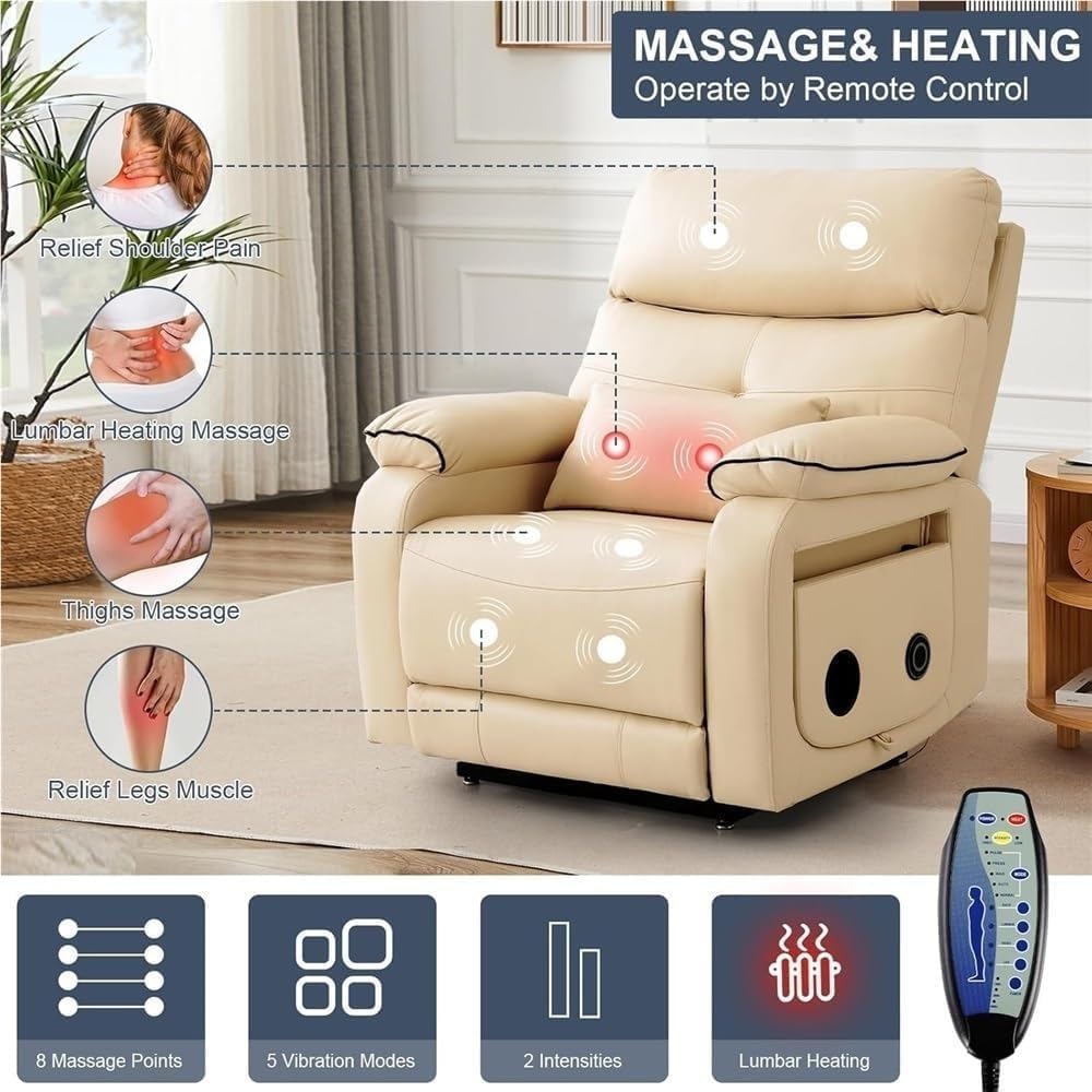 Electric Lift Recliner Sofa with Heat and Massage