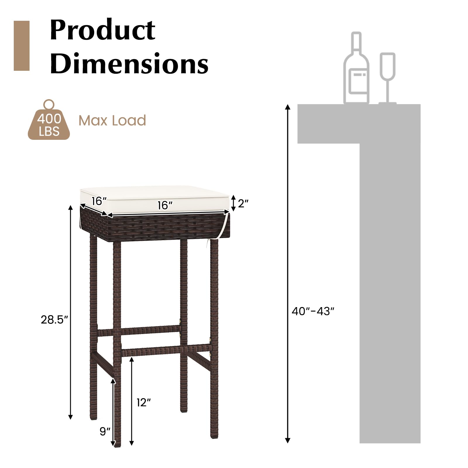 Outdoor Rattan Bar Stools Set of 2