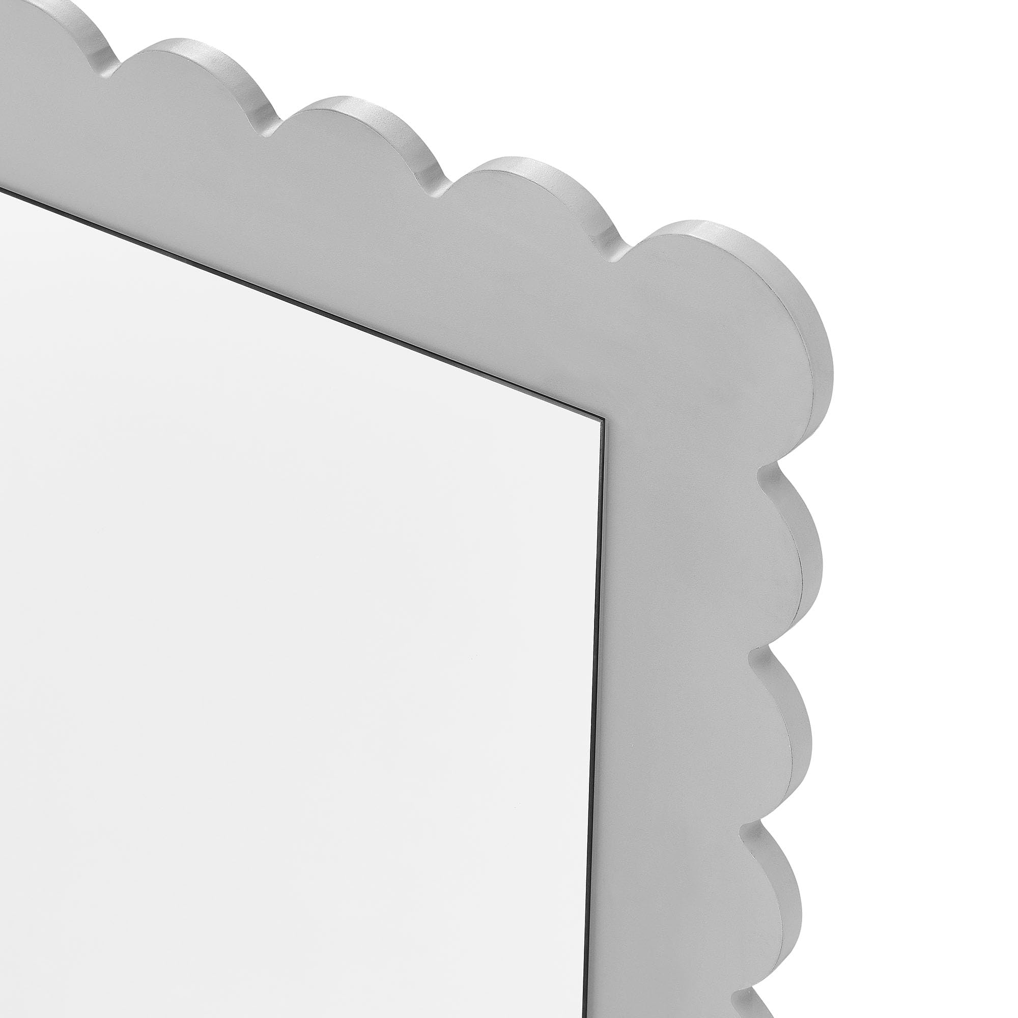 Scalloped Full-Length Floor Mirror Light Gray