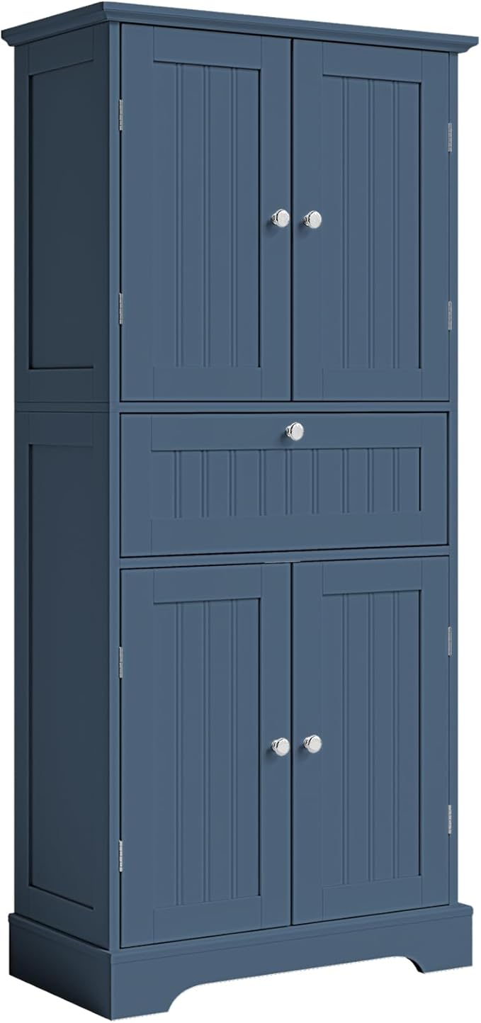 51" Tall Bathroom Floor Cabinet with Drawer and Adjustable Shelves
