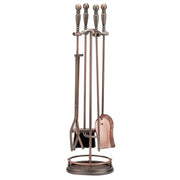 5-Piece Venetian Bronze Fireplace Tool Set with Ball Handles